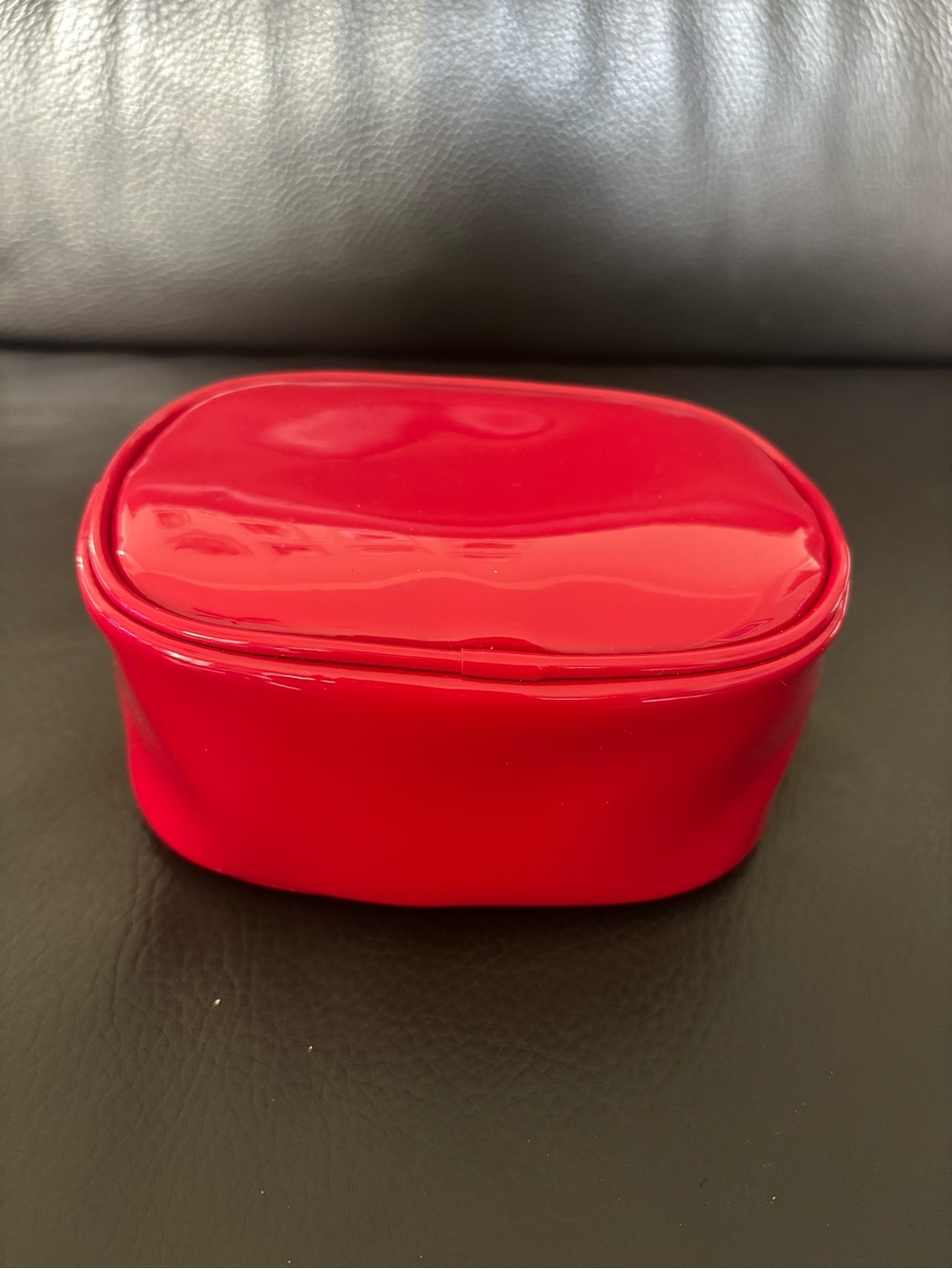 Tory Burch Red Patent Leather Cosmetic Toiletry Bag - Picture 11 of 11